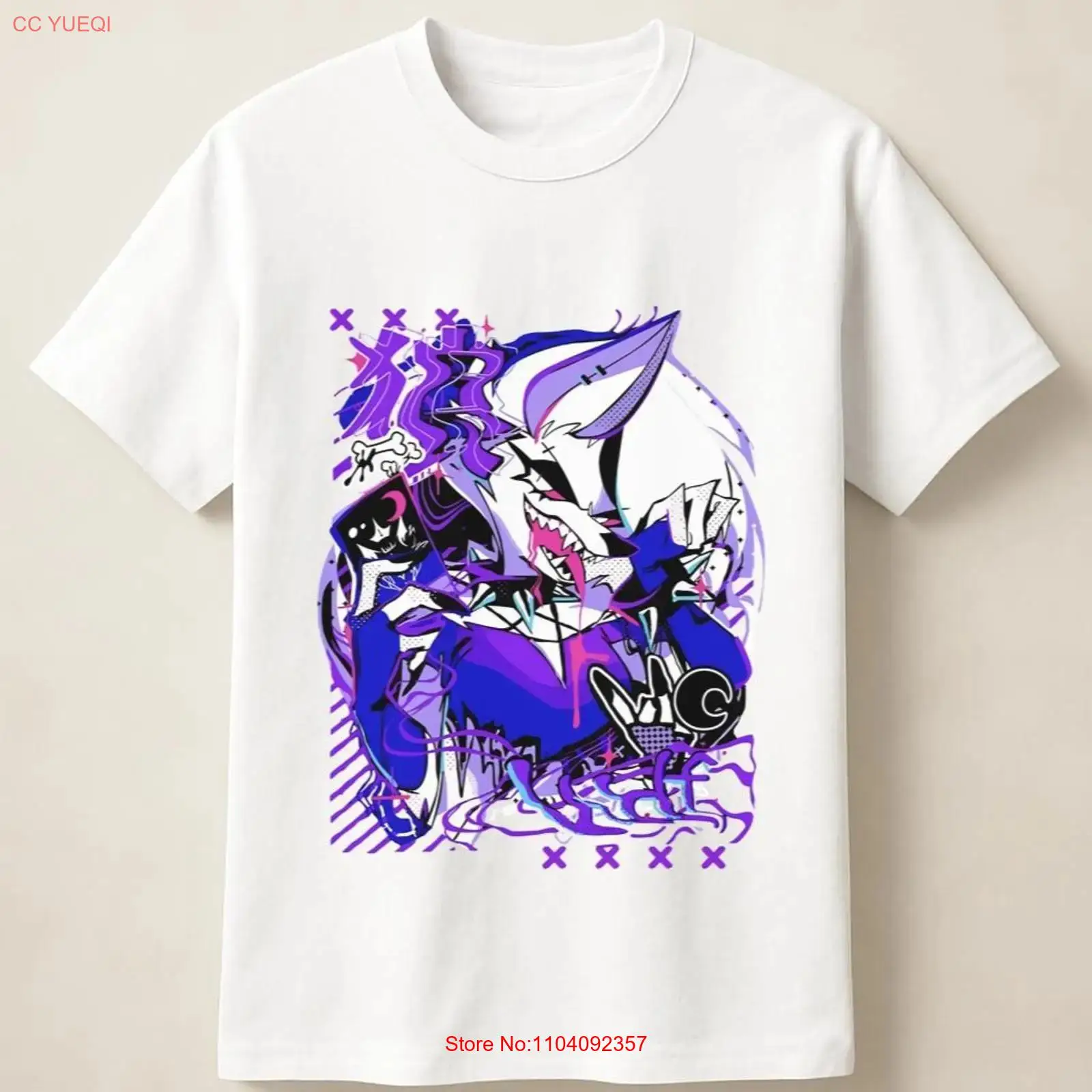 Anime Merchandise Men - Фиолетовая футболка с принтом «Аниме-волк в